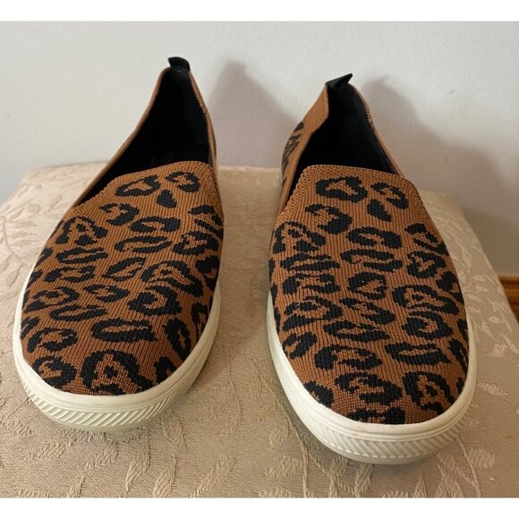 Vince Camuto Leopard Print Slip-On Sneakers Brown & Black Textile Upper Size 8 - Picture 3 of 9